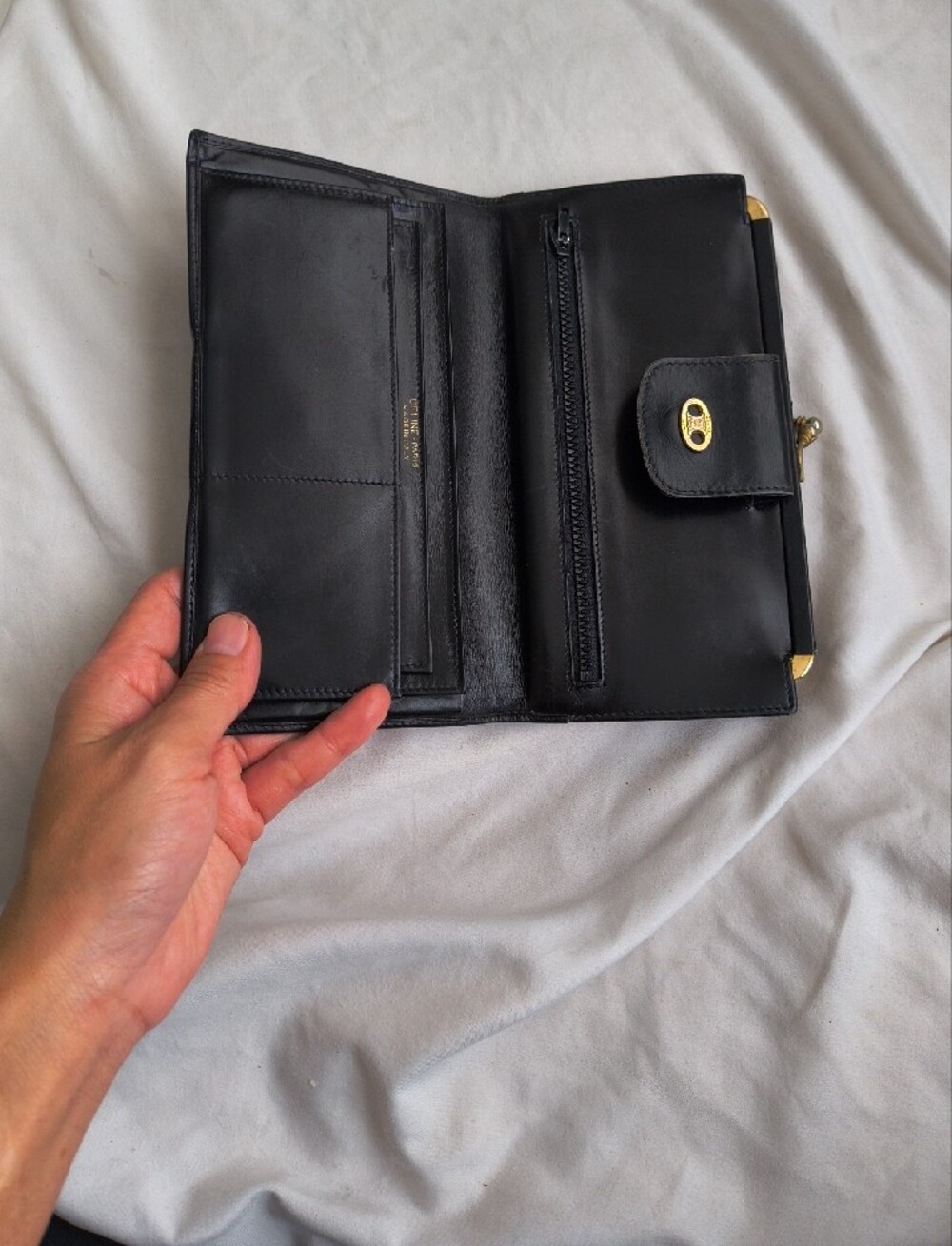 Celine Paris Black Leather Wallet with Gold Hardware - Picture 2 of 15